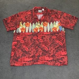 Vintage Pineapple Connection Hawaiian Shirt Mens Sz XL Rayon Surfing Boards VTG‎